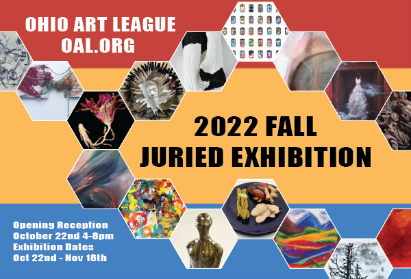 Fall Juried Exhibition Card featuring artwork and reception information